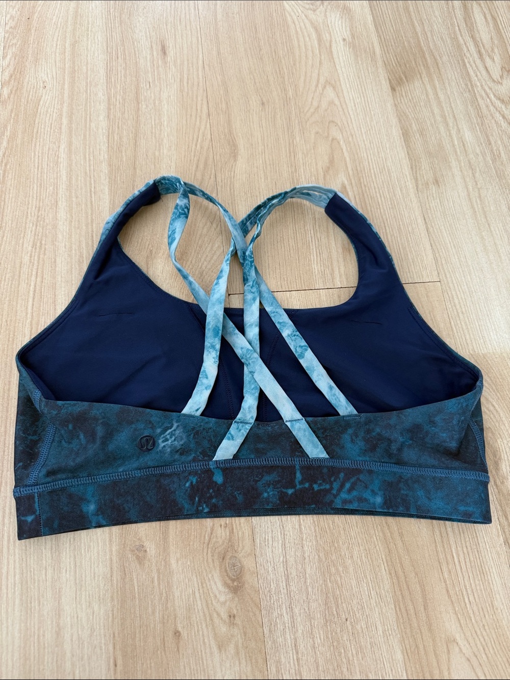 Women’s Strappy Sports Bra - Teal/Black - Picture 2 of 4